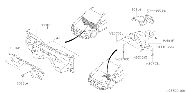 2021 Subaru Crosstrek INSULATOR Tunnel Outer Diagram for 90815FL310