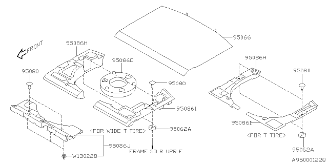 2020 Subaru Crosstrek SPACER Rear Floor Side RH Diagram for 95086FL250