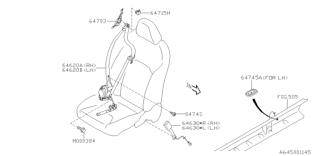 2020 Subaru Crosstrek Front Seat Belt Diagram