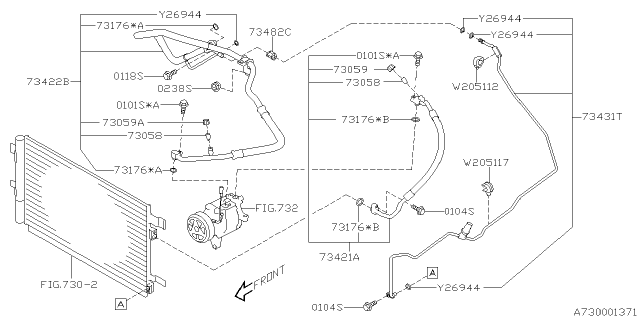 2018 Subaru Crosstrek Hose Assembly Pressure DISCHARG Diagram for 73424FL110