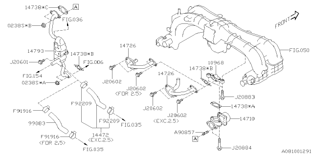 2021 Subaru Crosstrek Cooler EGR Diagram for 14793AA150