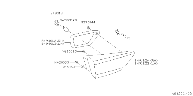 2019 Subaru Crosstrek Lens & Body Rear FINISHER Diagram for 84912FL071