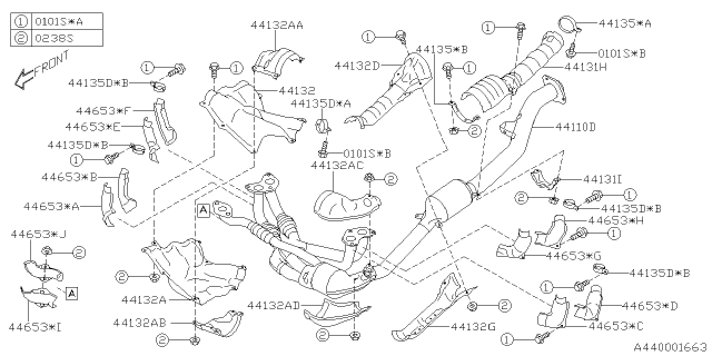 2020 Subaru Crosstrek Cover COMPELTE Converter Diagram for 44651AF690