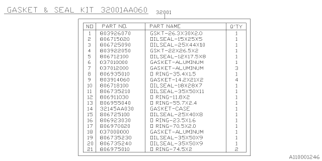 2018 Subaru Crosstrek Manual Transmission Assembly Diagram 1