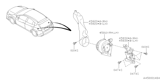 2019 Subaru Crosstrek Duct Bat Fan LH Diagram for 45820FL110