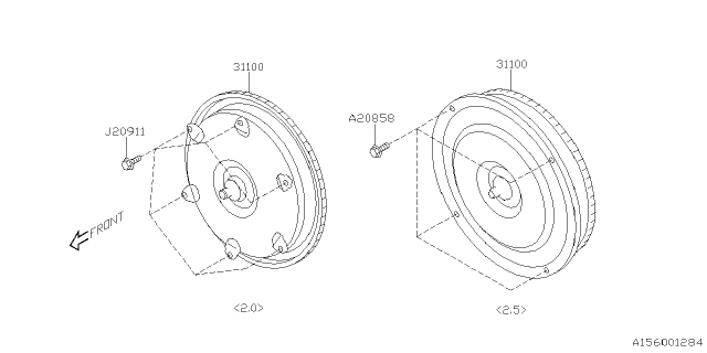 2021 Subaru Crosstrek Torque Converter Assembly Diagram for 31100AB481