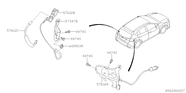 2020 Subaru Crosstrek Lock Ay Ad HARN Diagram for 57310FL110