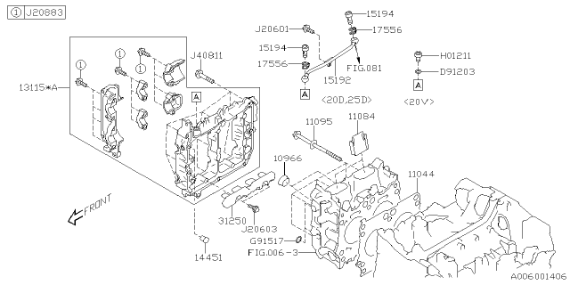 2019 Subaru Crosstrek Gasket Cylinder Head Diagram for 11044AA870