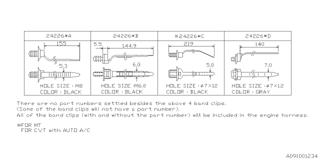 2021 Subaru Crosstrek Clip Band Diagram for 24226AA310