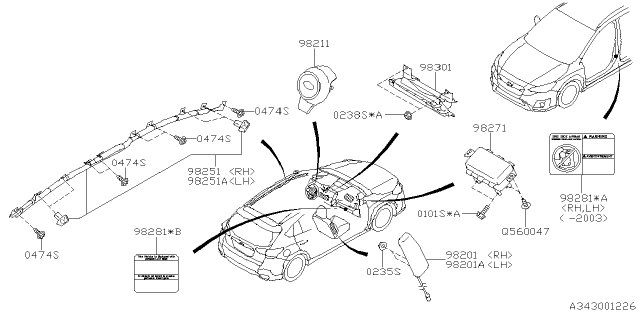 2019 Subaru Crosstrek Air Bag Diagram 1