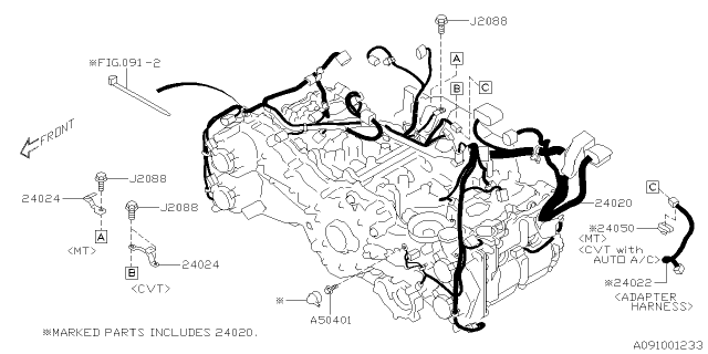 2021 Subaru Crosstrek Harness Engine No 2 Diagram for 24022AA010