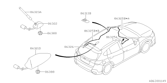 2018 Subaru Crosstrek Feeder Cord Assembly Diagram for 86325FL051