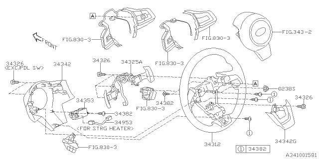 2018 Subaru Crosstrek Steering Wheel Leather Diagram for 34312FL001VH