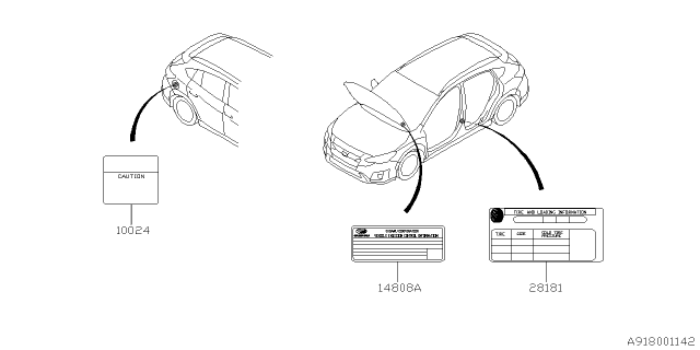 2018 Subaru Crosstrek Label - Caution Diagram