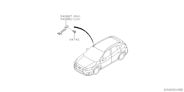 2018 Subaru Crosstrek Pad Assembly Front Pillar RH Diagram for 94088FL100