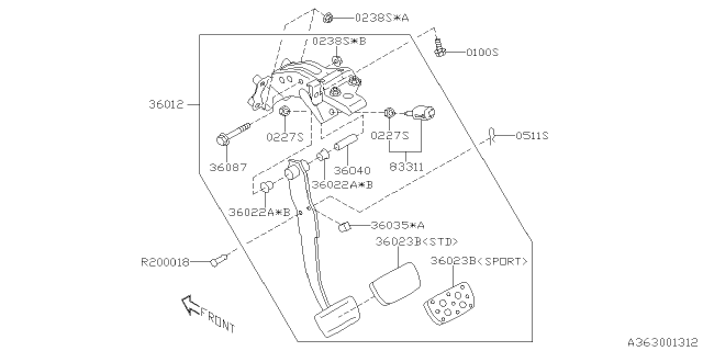 2020 Subaru Crosstrek Pedal System Diagram 3