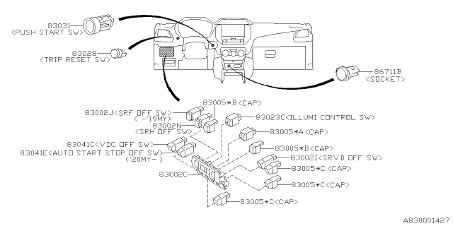 2020 Subaru Crosstrek Panel Switch LHD Diagram for 83472AL000VH