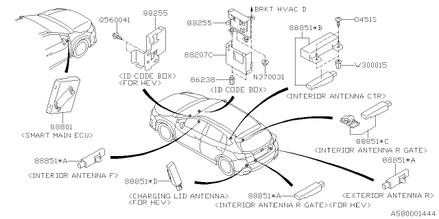 2020 Subaru Crosstrek Antenna Assembly Interior Diagram for 88851FL010