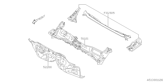 2020 Subaru Crosstrek Toe Board & Front Panel & Steering Beam Diagram