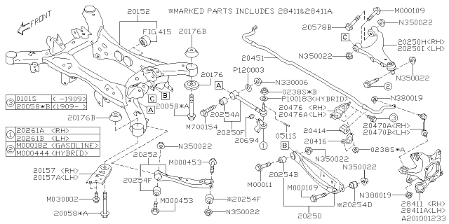 2019 Subaru Crosstrek BUSHING Lateral Link Diagram for 20254AE020