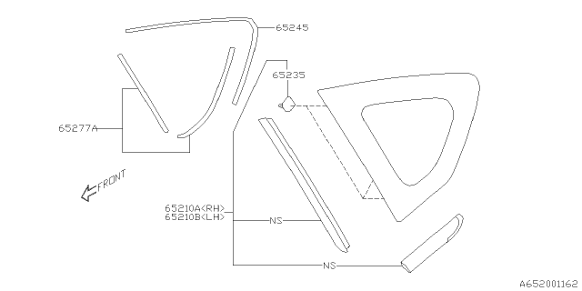 2020 Subaru Crosstrek WDW Gl Assembly R QTRRH Diagram for 65209FL061