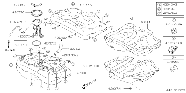 2020 Subaru Crosstrek Fuel Tank Complete Diagram for 42012FL031