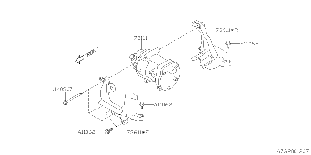 2020 Subaru Crosstrek Bracket COMPR F Diagram for 73611FL120