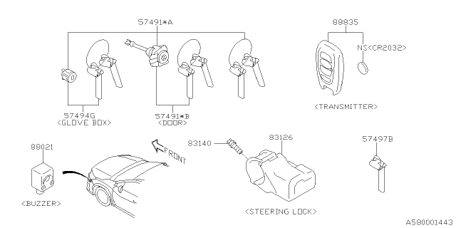 2018 Subaru Crosstrek Electric Steering Lock Assembly Diagram for 83126FL000