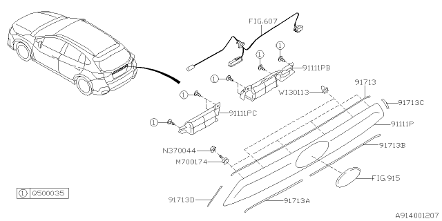 2019 Subaru Crosstrek GARNISH Assembly Rear Gate B Diagram for 91111FL030M2