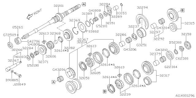 2019 Subaru Crosstrek Gear Set 3RD & 4TH Diagram for 32214AB040
