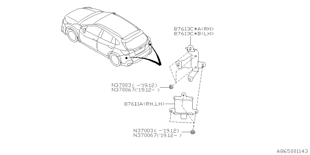 2020 Subaru Crosstrek Bracket Back Side Radar Diagram for 87613FL010