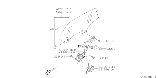 2007 Subaru Legacy Motor Assembly Rear LH Diagram for 62188AG01A