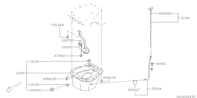 2005 Subaru Legacy Oil STRAINER Complete Engine Diagram for 15050AA090