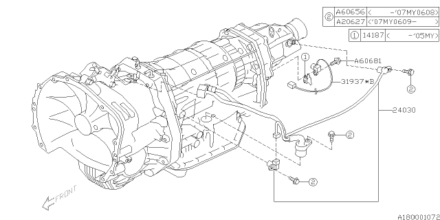 2005 Subaru Outback Cover Sensor Diagram for 14187AA000