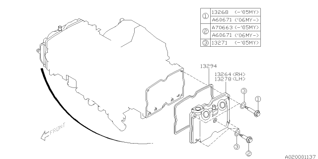 2005 Subaru Legacy Rocker Cover Diagram 1