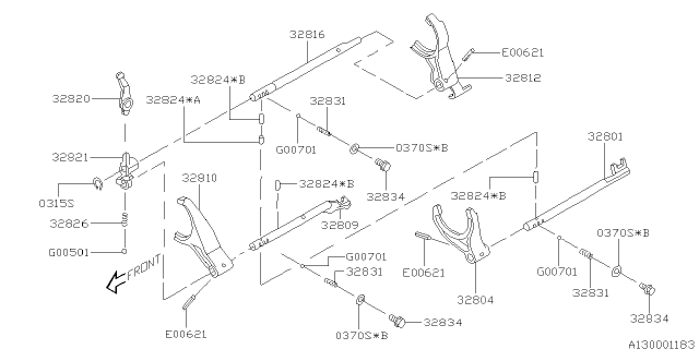 2005 Subaru Outback Shifter Fork & Shifter Rail Diagram 2