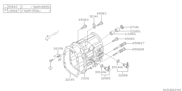 2006 Subaru Outback Manual Transmission Transfer & Extension Diagram 3