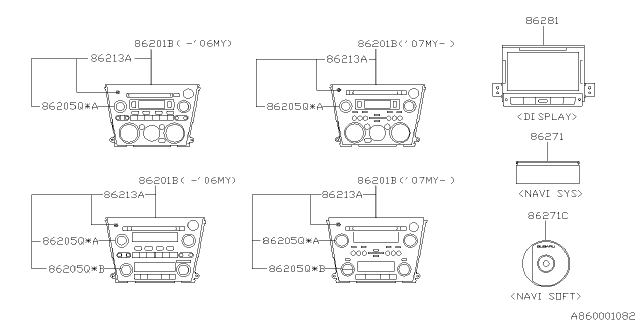 2008 Subaru Legacy Audio Parts - Radio Diagram 1