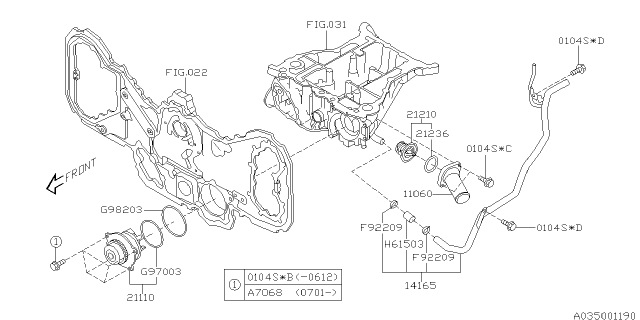 2008 Subaru Outback Pipe Assembly Water Return Diagram for 14165AA021