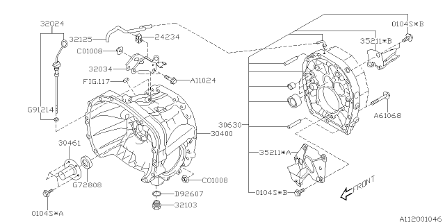 2009 Subaru Legacy Housing Assembly Clutch Diagram for 30400AA050