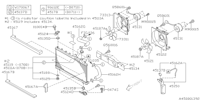 2007 Subaru Legacy Radiator Complete Diagram for 45119AG01A