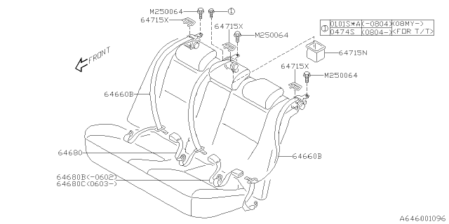 2005 Subaru Legacy Belt Assembly Rear Out U4 Diagram for 64661AG00AJC