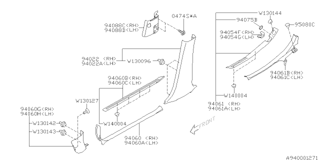 2005 Subaru Outback Cover SILL Side Ru RH Diagram for 94061AG04AJC