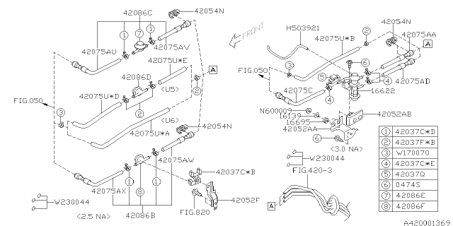 2005 Subaru Legacy Fuel Injection Pressure Regulator Diagram for 16622AA031