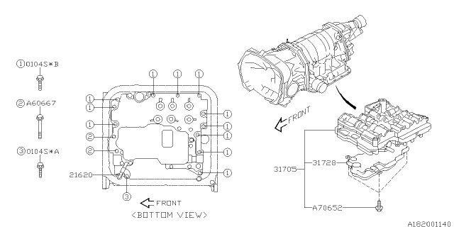 2009 Subaru Legacy Control Valve Assembly Diagram for 31705AA621