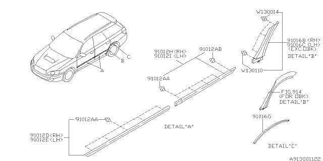 2008 Subaru Legacy Protector-Front Door,Right Diagram for 91012AG00ASN