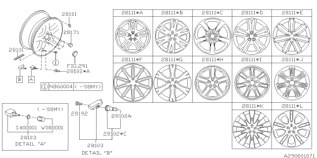 2008 Subaru Legacy Balance Weight 55 Diagram for 28101AE20B