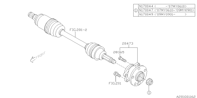 2009 Subaru Outback Hub Unit Complete Diagram for 28473AG00B