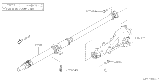 2005 Subaru Outback Rear Drive Prop Shaft Assembly Diagram for 27111AG11A