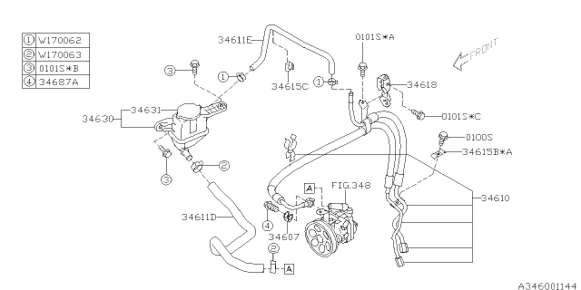 2009 Subaru Outback Hose SUC Diagram for 34611AG04A